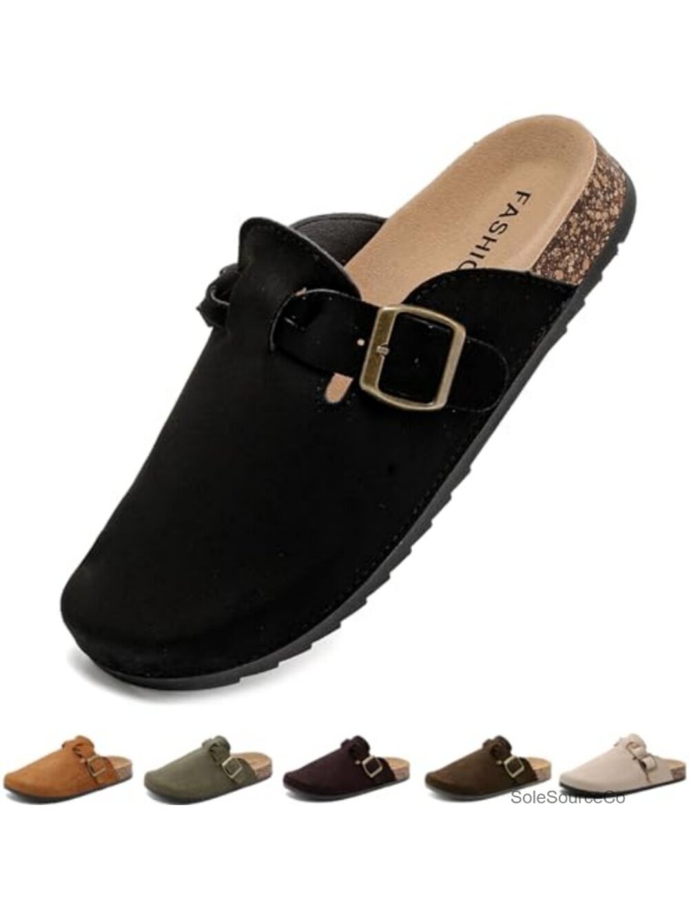 Suede Clogs for Women Men Cork Footbed Mules Arch Support Slip On